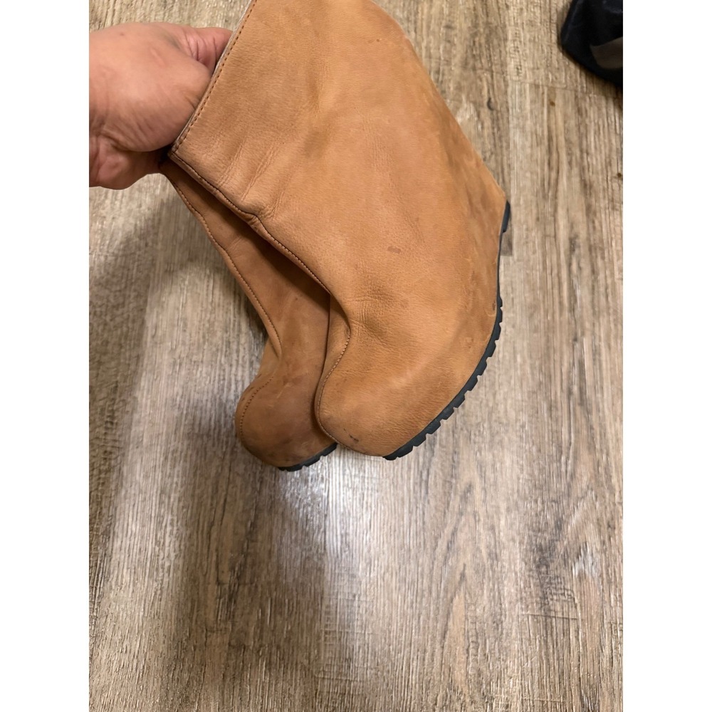 Matiko Tan Leather Wedge Ankle Boots‎ Size 8 Brown Platform Lug Sole Booties